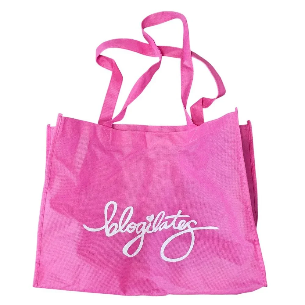 Blogilates Pink Reusable Tote Bag With Handles Vintage Popflex